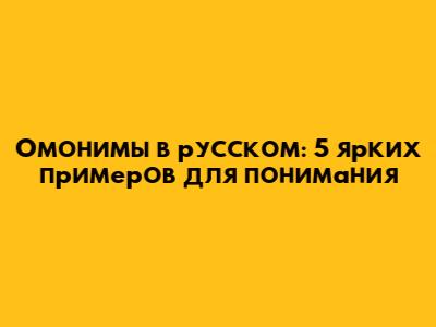 Омонимы в русском: 5 ярких примеров для понимания