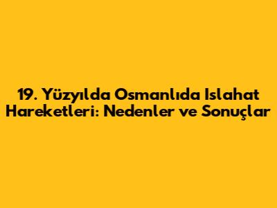 19. Yüzyılda Osmanlı'da Islahat Hareketleri: Nedenler ve Sonuçlar