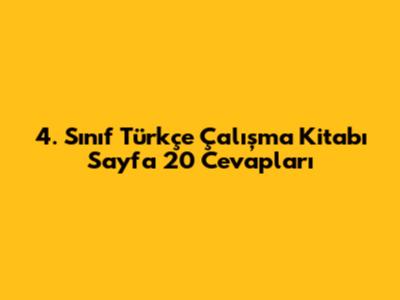 4. Sınıf Türkçe Çalışma Kitabı Sayfa 20 Cevapları