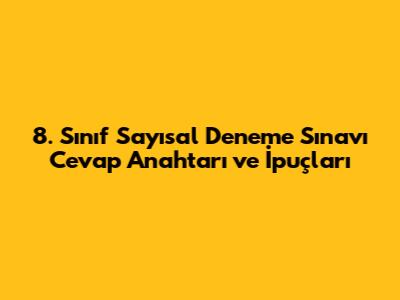 8. Sınıf Sayısal Deneme Sınavı Cevap Anahtarı ve İpuçları