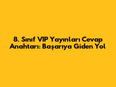 8. Sınıf VIP Yayınları Cevap Anahtarı: Başarıya Giden Yol