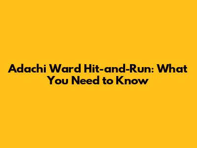 Adachi Ward Hit-and-Run: What You Need to Know