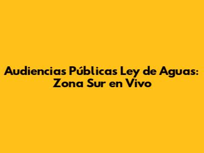 Audiencias Públicas Ley de Aguas: Zona Sur en Vivo