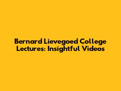 Bernard Lievegoed College Lectures: Insightful Videos