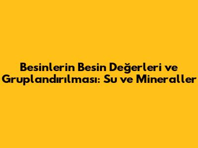 Besinlerin Besin Değerleri ve Gruplandırılması: Su ve Mineraller