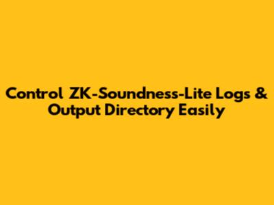 Control ZK-Soundness-Lite Logs & Output Directory Easily