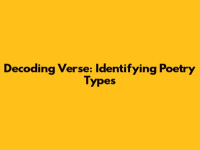 Decoding Verse: Identifying Poetry Types