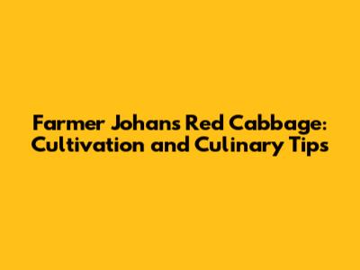 Farmer Johan's Red Cabbage: Cultivation and Culinary Tips