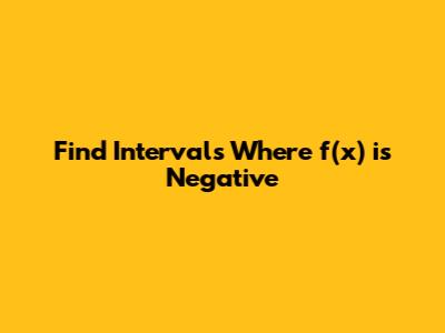 Find Intervals Where f(x) is Negative