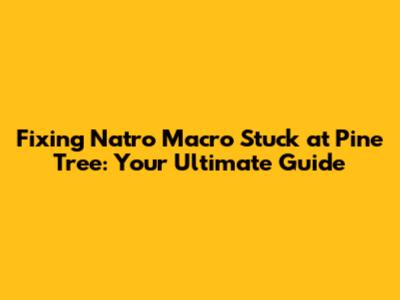 Fixing Natro Macro Stuck at Pine Tree: Your Ultimate Guide