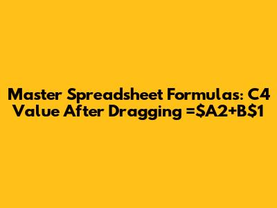 Master Spreadsheet Formulas: C4 Value After Dragging =$A2+B$1