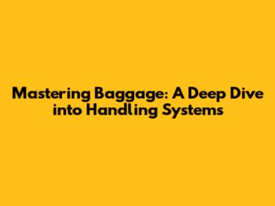 Mastering Baggage: A Deep Dive into Handling Systems