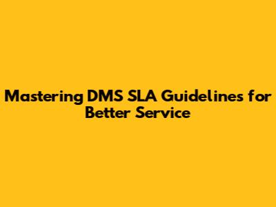 Mastering DMS SLA Guidelines for Better Service