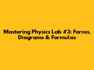 Mastering Physics Lab #3: Forces, Diagrams & Formulas