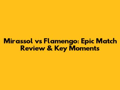 Mirassol vs Flamengo: Epic Match Review & Key Moments