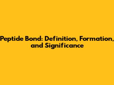 Peptide Bond: Definition, Formation, and Significance