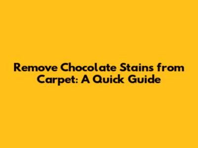 Remove Chocolate Stains from Carpet: A Quick Guide