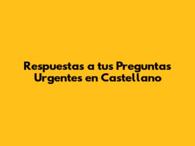 Respuestas a tus Preguntas Urgentes en Castellano