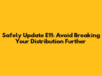 Safely Update E11: Avoid Breaking Your Distribution Further