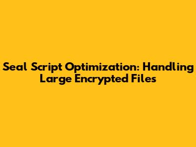 Seal Script Optimization: Handling Large Encrypted Files