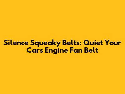 Silence Squeaky Belts: Quiet Your Car's Engine Fan Belt