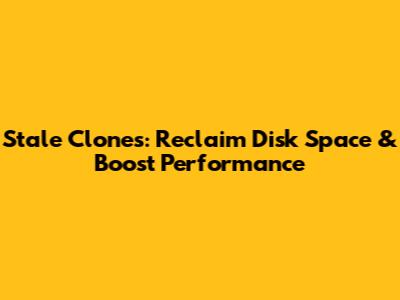 Stale Clones: Reclaim Disk Space & Boost Performance
