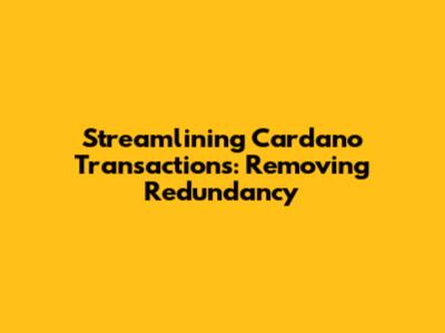Streamlining Cardano Transactions: Removing Redundancy