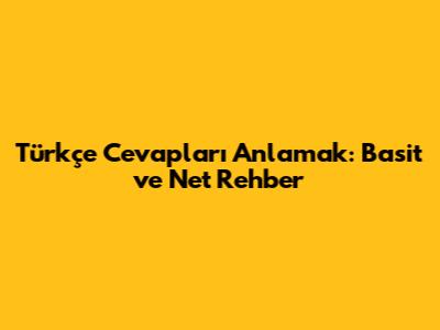 Türkçe Cevapları Anlamak: Basit ve Net Rehber