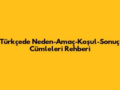 Türkçede Neden-Amaç-Koşul-Sonuç Cümleleri Rehberi