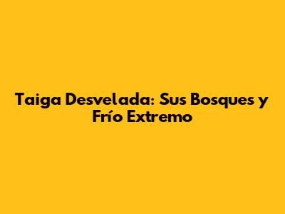 Taiga Desvelada: Sus Bosques y Frío Extremo