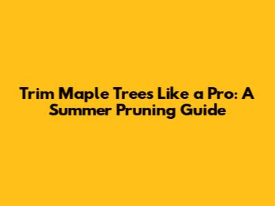Trim Maple Trees Like a Pro: A Summer Pruning Guide