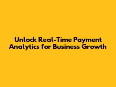 Unlock Real-Time Payment Analytics for Business Growth