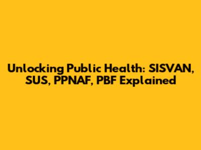 Unlocking Public Health: SISVAN, SUS, PPNAF, PBF Explained