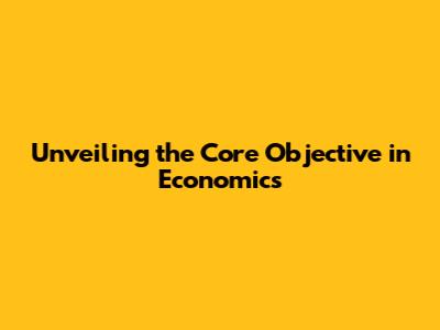 Unveiling the Core Objective in Economics