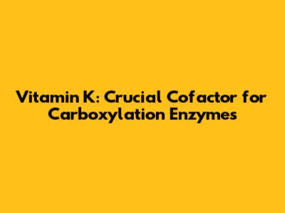 Vitamin K: Crucial Cofactor for Carboxylation Enzymes